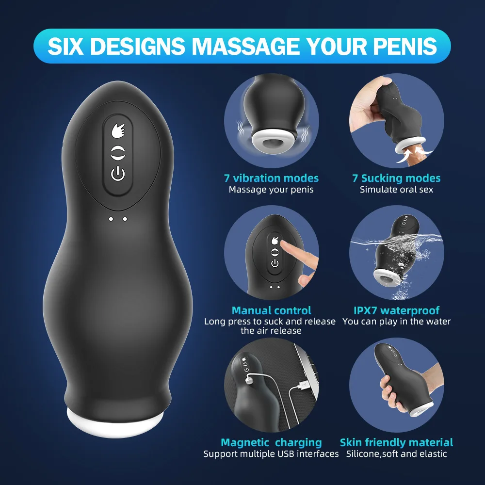 Male Automatic Sucking Heating Vagina Pussy Hands Free Real Blowjob Masturbator Vibrator Adult Sex Toys For Men Masturbation Cup