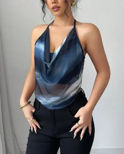 2025 Summer Sexy Camisole Backless Collar Women's Tank Top