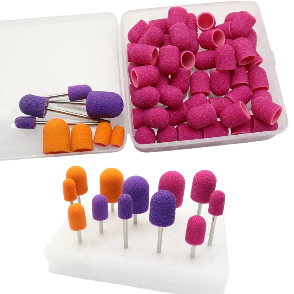 50 Stück Nagelbohrer-Schleifkappen mit Mandrel, 4 Größen 5-13mm, für Maniküre, Pediküre & Hornhautentferner – Detail 2