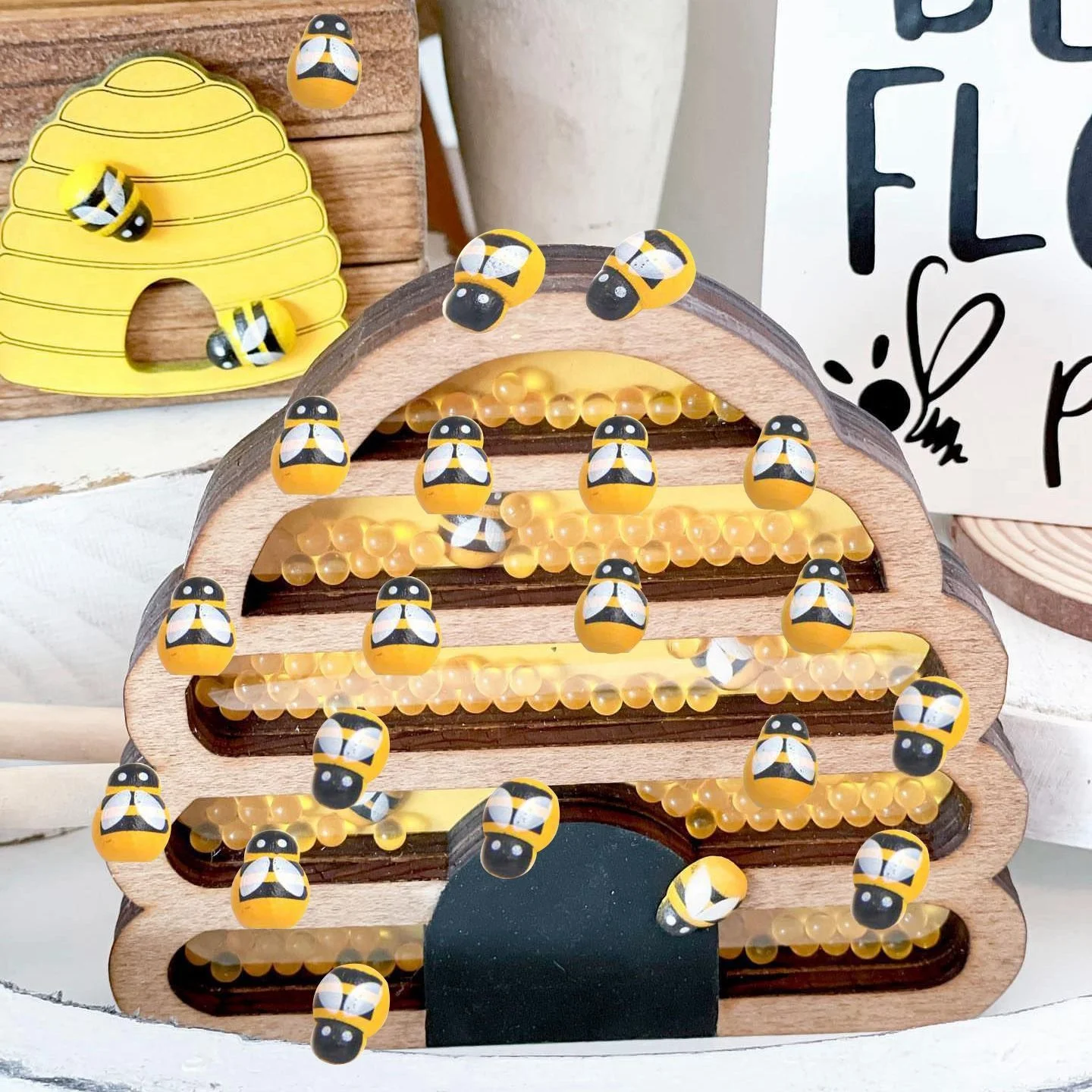 100PCS Wooden Ladybug Bee Sticker Colorful Sponge Self-adhesive Wall/Fridge Stickers for Kids DIY Scrapbooking Toys Crafts - view 6