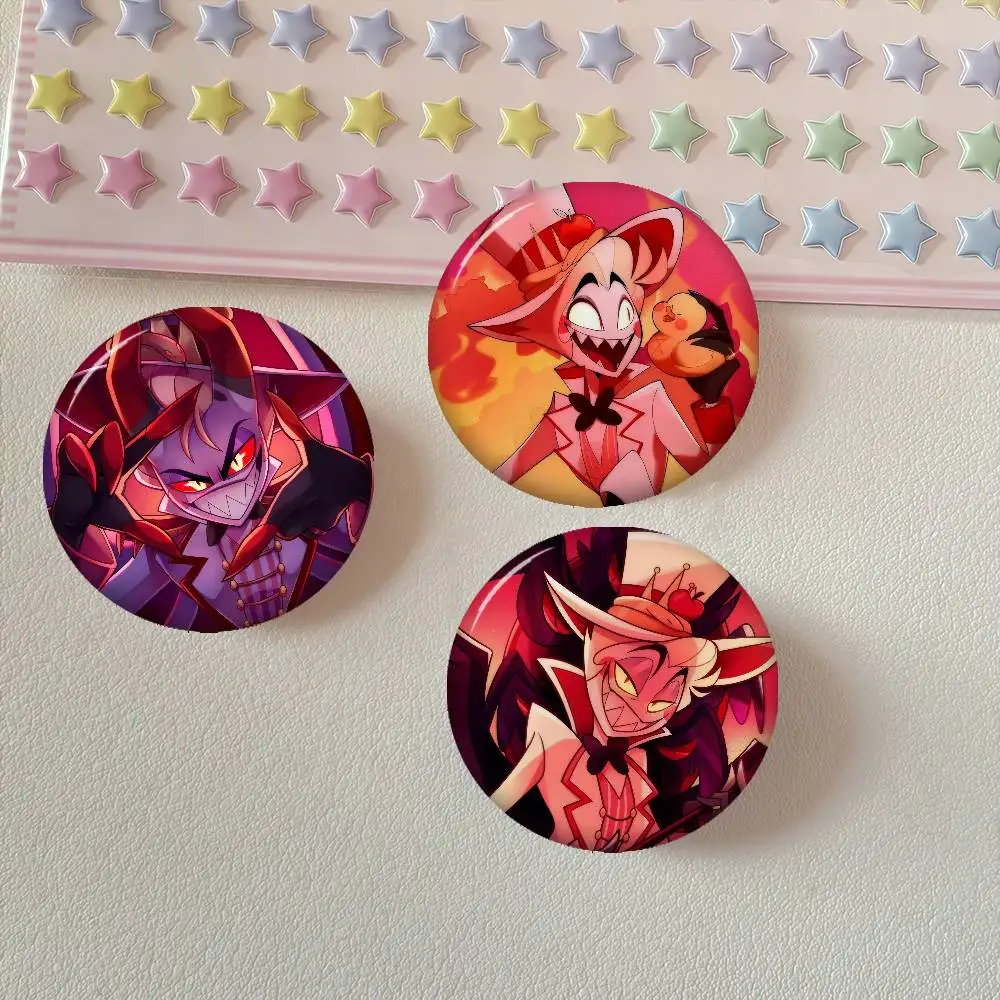 Anime H-hazbin hotel lucifer angel   Creative Tinplate Soft Button Pins Animal Icon Brooch Lapel Backpack Badge Accessories Pin