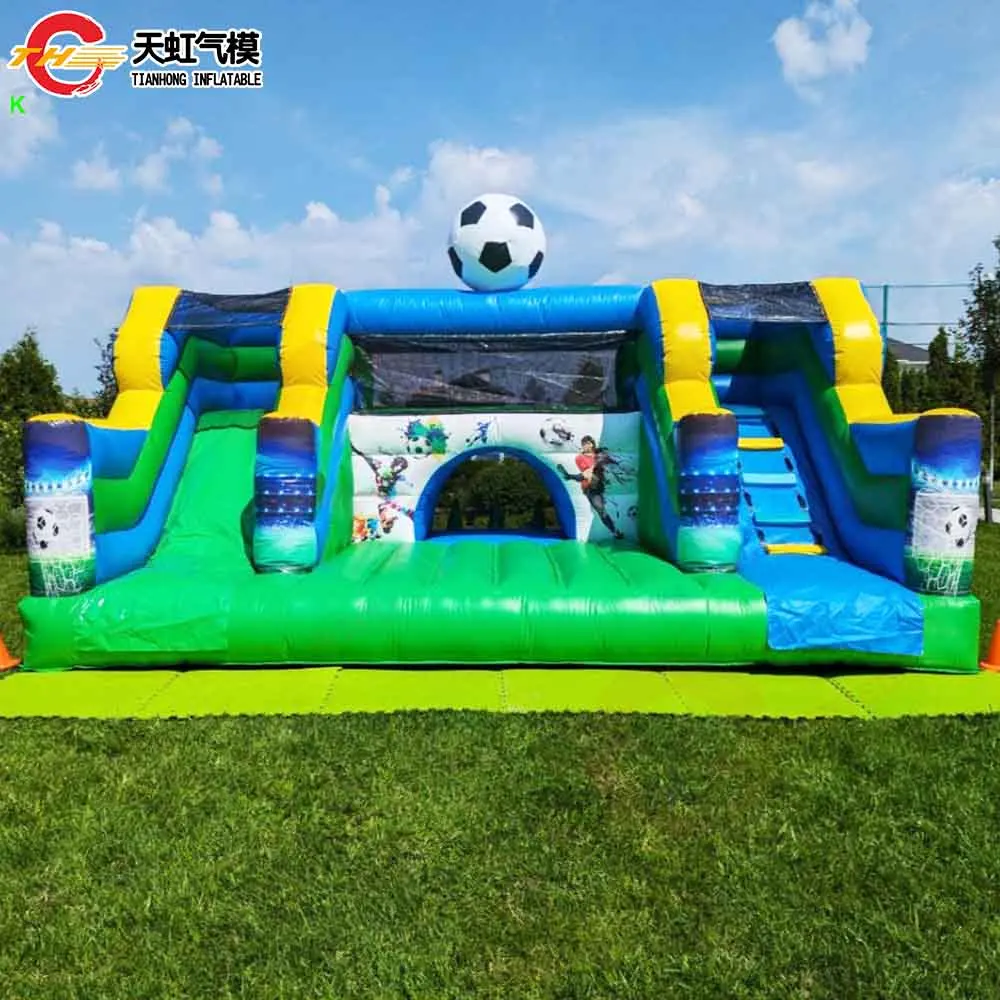 6 x 4 m aufblasbare Rutsche mit Fußballmotiv, Spielplatz, kommerzielle, langlebige, aufblasbare Hüpfburg mit Rutsche