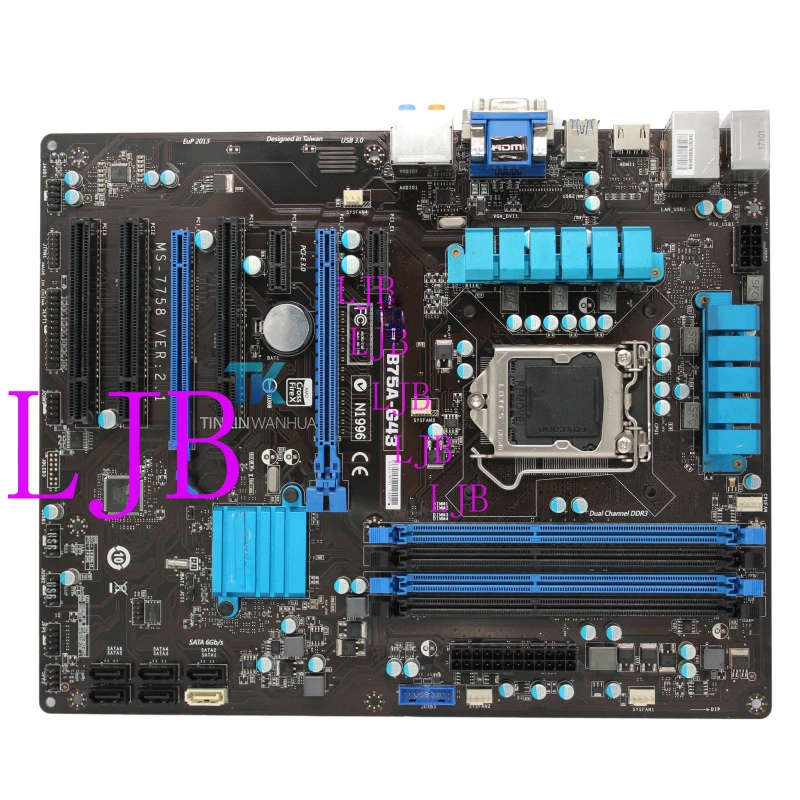 95NEW placa base para Intel B75 LGA 1155 Socket para MSI B75A-G43 MS-7758 con escudo de E/S caliente