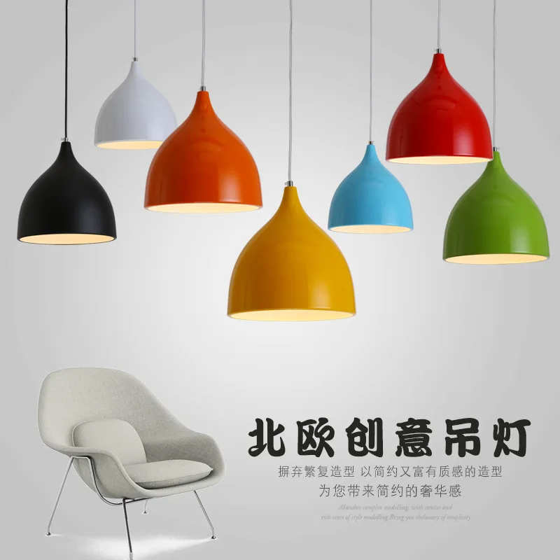 Simple and modern single head dining table light, fashionable aisle, living room bar counter, candy colored pendant light