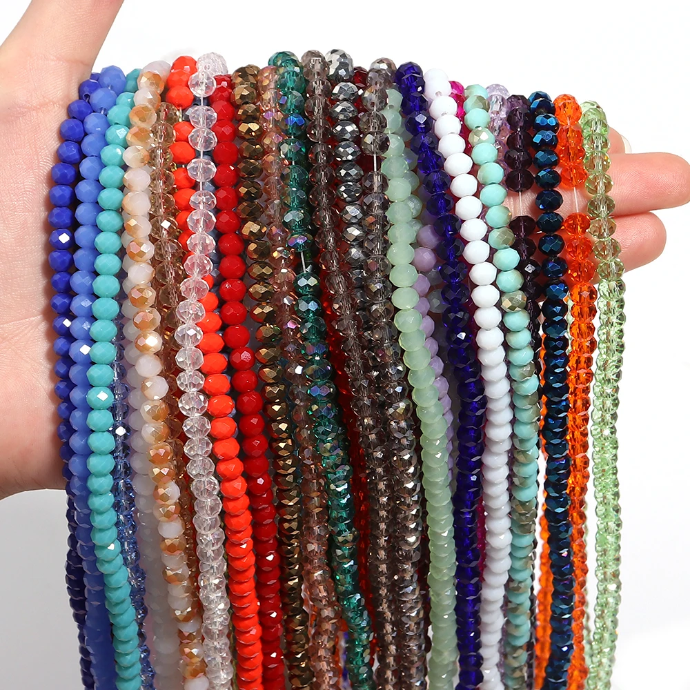 3/4/6/8/10mm Colorful Faceted Crystal Glass Beads Loose Spacer Beads For Jewelry Making DIY Bracelet Necklace Accessories