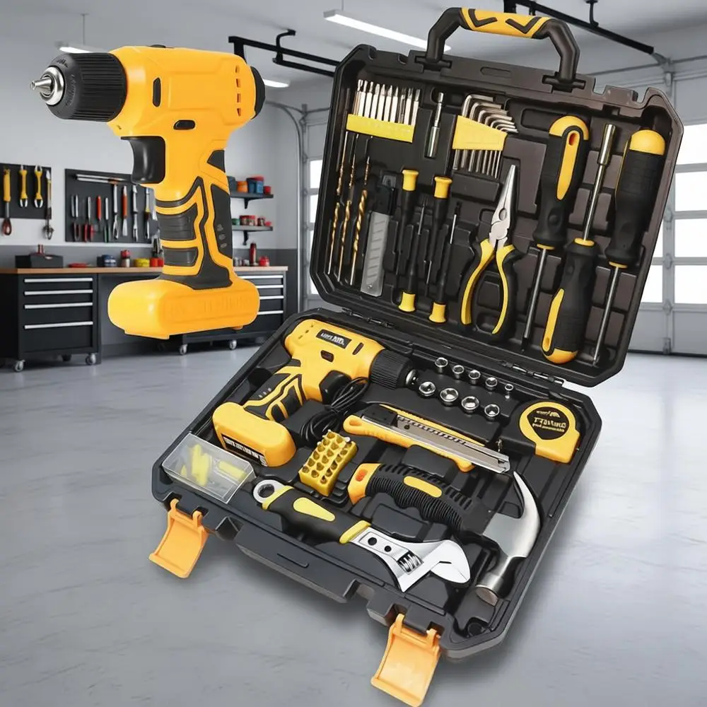 

Drill Set, 8V Power Cord Drill, 154 Piece Household Repair Tool Kit for Home, Car, Garage with Portable Toolbox Storage Case