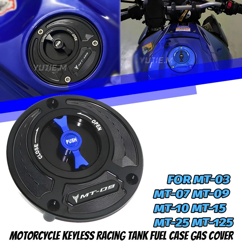 For MT-03 MT-07 MT-09 MT-10 MT-15 MT-25 MT-125 Motorcycle Fuel Tank Cap Accessories MT03 MT07 09 Keyless Fuel Gas Tank Cap Cover