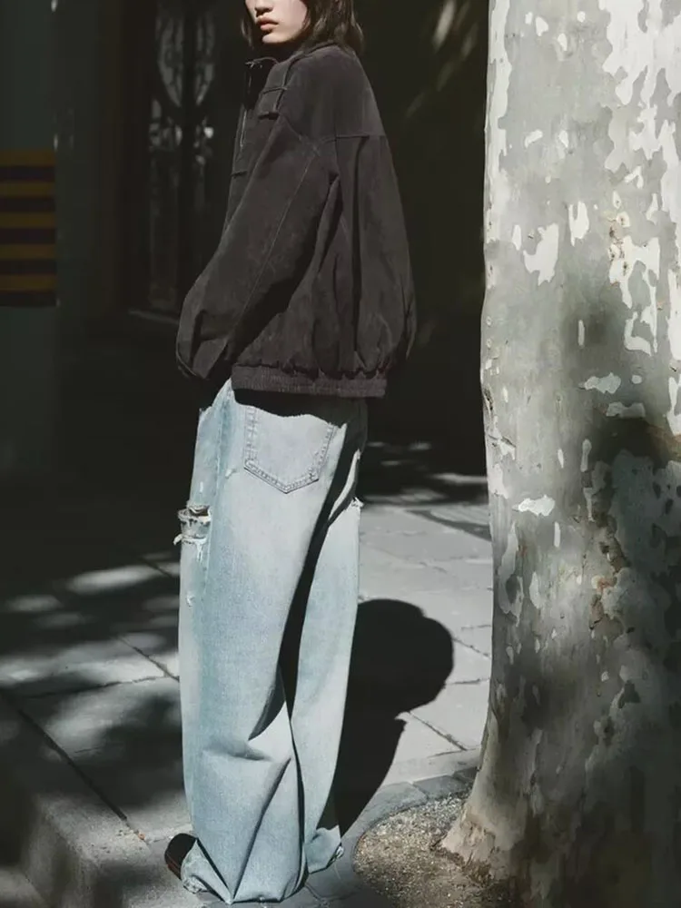 الراقية المرأة الجينز منتصف الخصر متوهج الخريف جديد Sle تنوعا السيدات الوقوف صالح بسط قليلا l الخصر #3