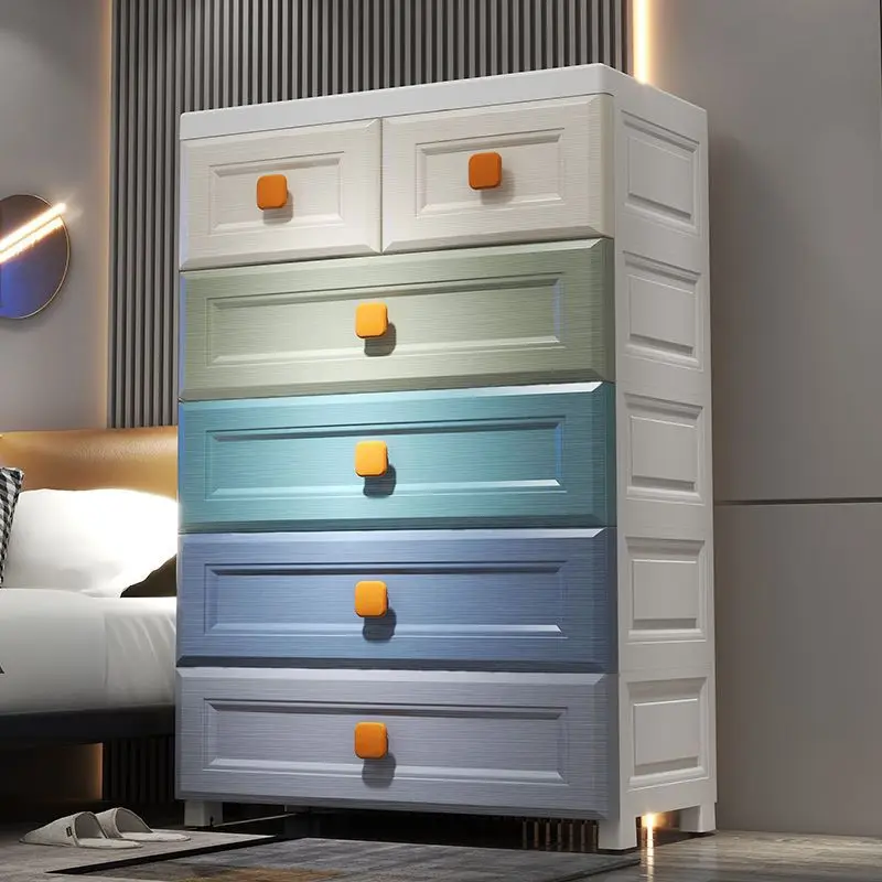 Thickened storage cabinet, drawer type household living room, toy snack cabinet, multi-layer clothes, bedside locker, locker