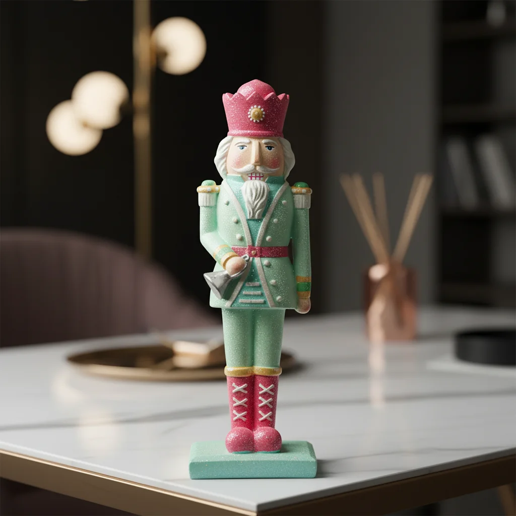 Pastellrosa-Grüne Nussknacker- – Nutcracker Figurine Bewertung und Preis