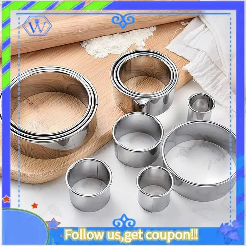 

A55P-Cookie Biscuit Cutter Set, Round Stainless Steel Pastry Rings 48 Pieces With Round Box For Donut Pastries Fondant Cake