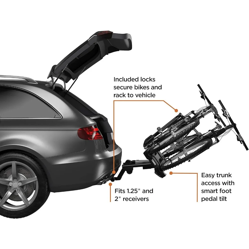 Portabiciclette EasyFold XT con 2 attelage, nero