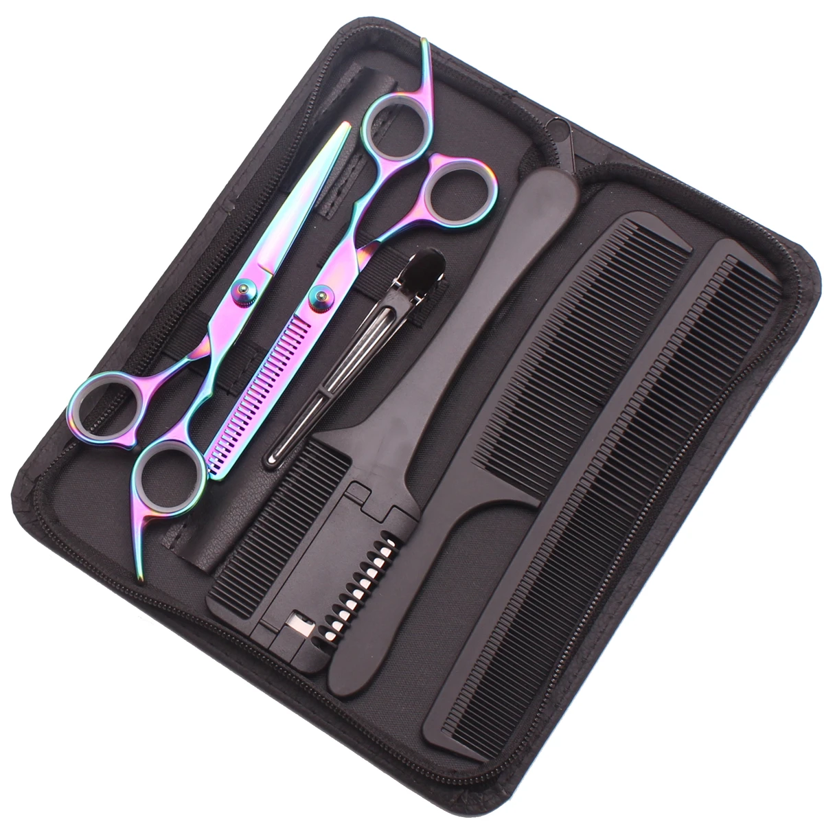 Haarschere JP Edelstahl Friseurschere 6" Haarschnitt-Set Effilierschere Friseursalon Haarschnittschere Rasiermesser Kämme C1001 – Detail 16