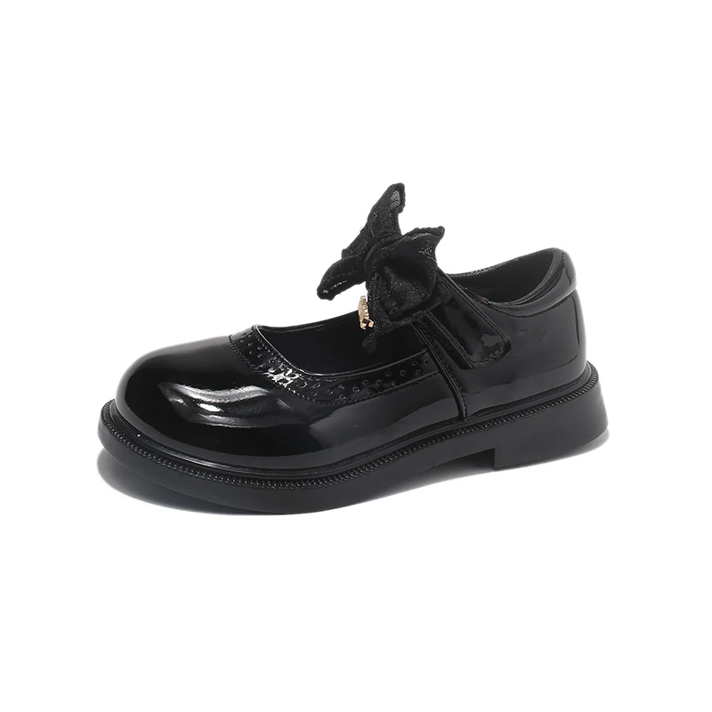 

Girls Black Mary Janes 2026 Autumn Children's Bow Soft Sole Casual Flats For Kids Fashion Dress Shoes Non-Slip Breathable