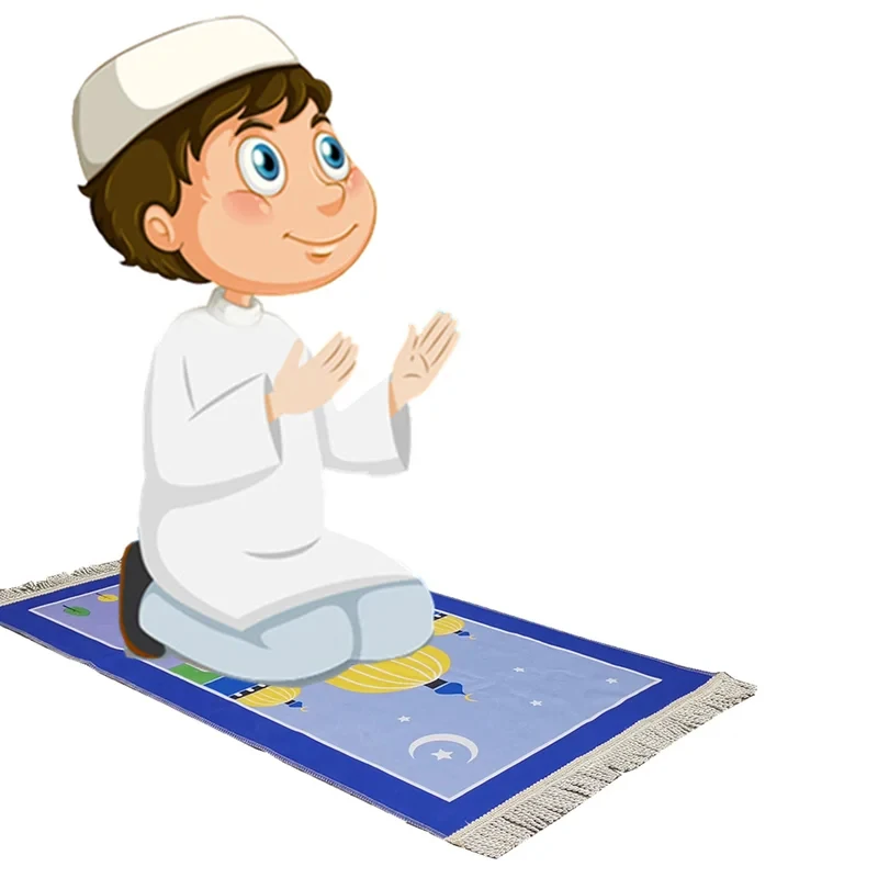 VIKAMA Children's Foldable Prayer Mat Portable Home Muslim Carpet with Tassel Perfect for Pilgrimage And Gift