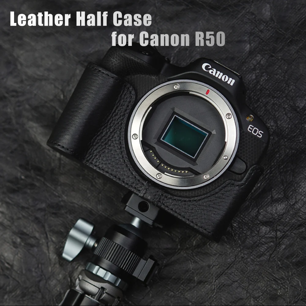 Genuine Real Leather Half Camera Case Bag For Canon R50 Case R50 Case Cover Camera Bag Photography Accessories Shoulder Strap