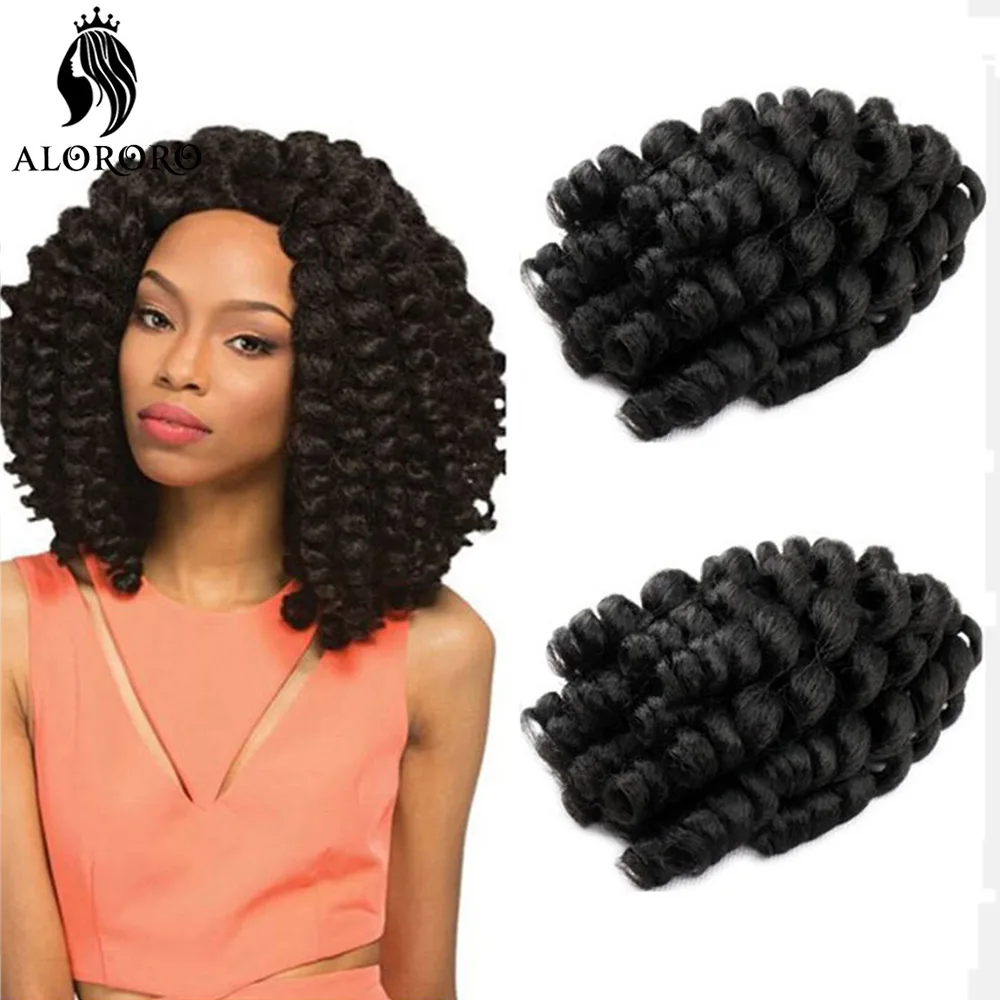 Synthetic 8inches Ombre Jumpy Wand Curl Crochet Braids Jamaican Bounce Curly Kinky Braiding Hair Extension for Black Women