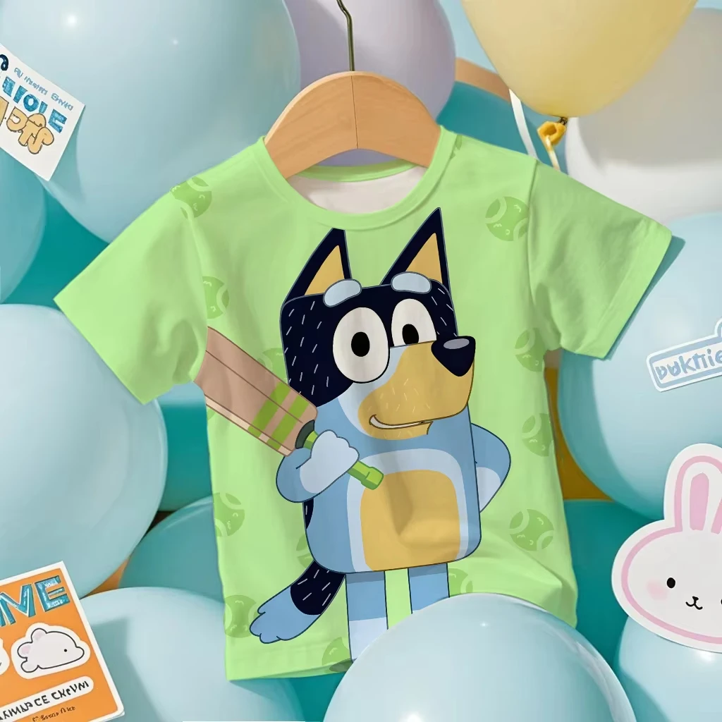 

Новая официальная лицензированная футболка Bluey с 3D-принтом 2026 года, семейный комплект, для детей 4-14 лет, летние футболки