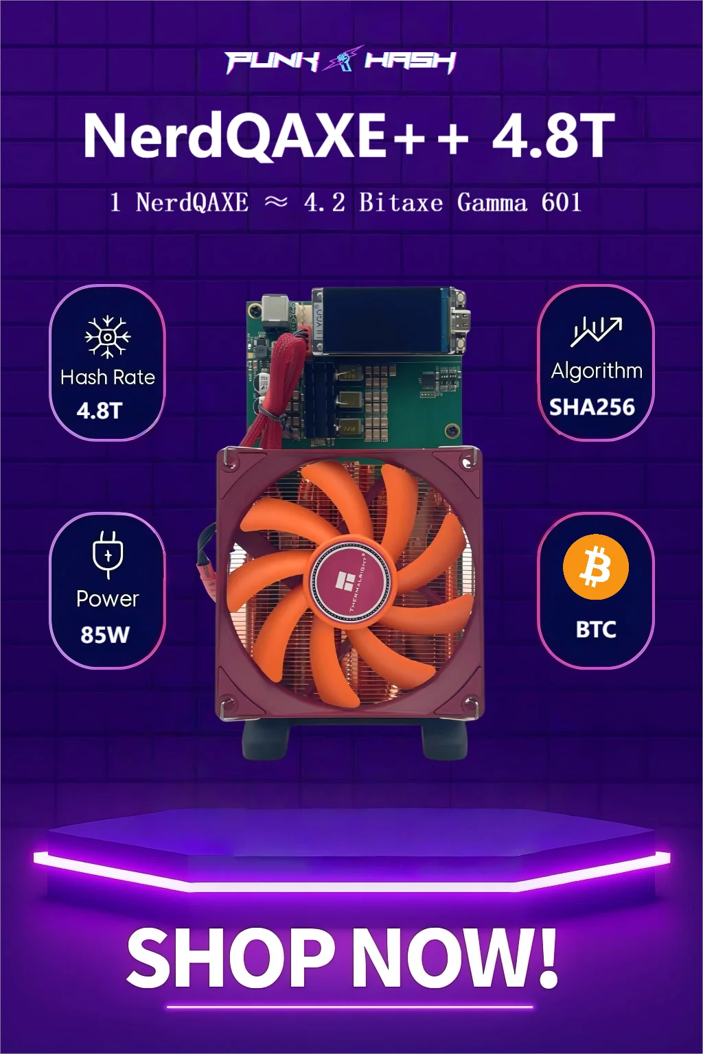 

Bitaxe NerdQaxe++ Open-Source BTC Miner 4.8TH/s 68W BM1370 Chip Compact Solo Bitcoin Mining Machine WiFi Supported