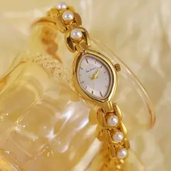 New High end WatchWomen Watch Vintage Luxury Brand Pearl Bracelet Temperament Waterproof Ladies Fashion Quartz Wristwatches Gift