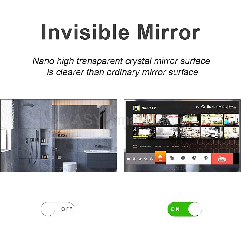22 Polegada dispositivo de publicidade montado na parede tela hd monitor de exibição de tv para banheiro inteligente espelho de negócios led chuveiro à prova dwaterproof água