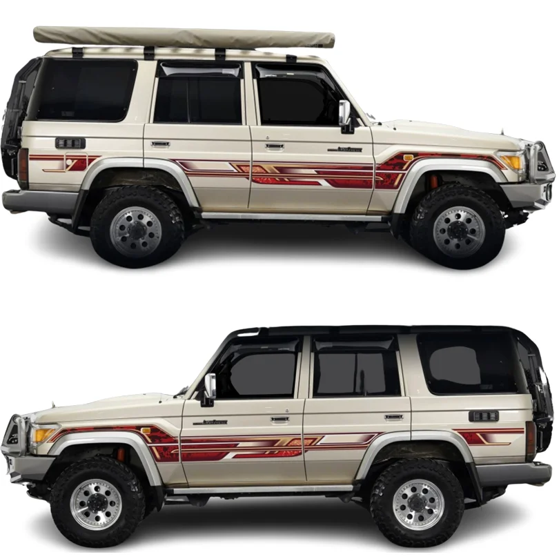 Retro Off Road Stickers Side Body Waistline Stipe Decal Sticker Vinyl Graphics Wrap Decoration for Toyota Land Cruiser LC76