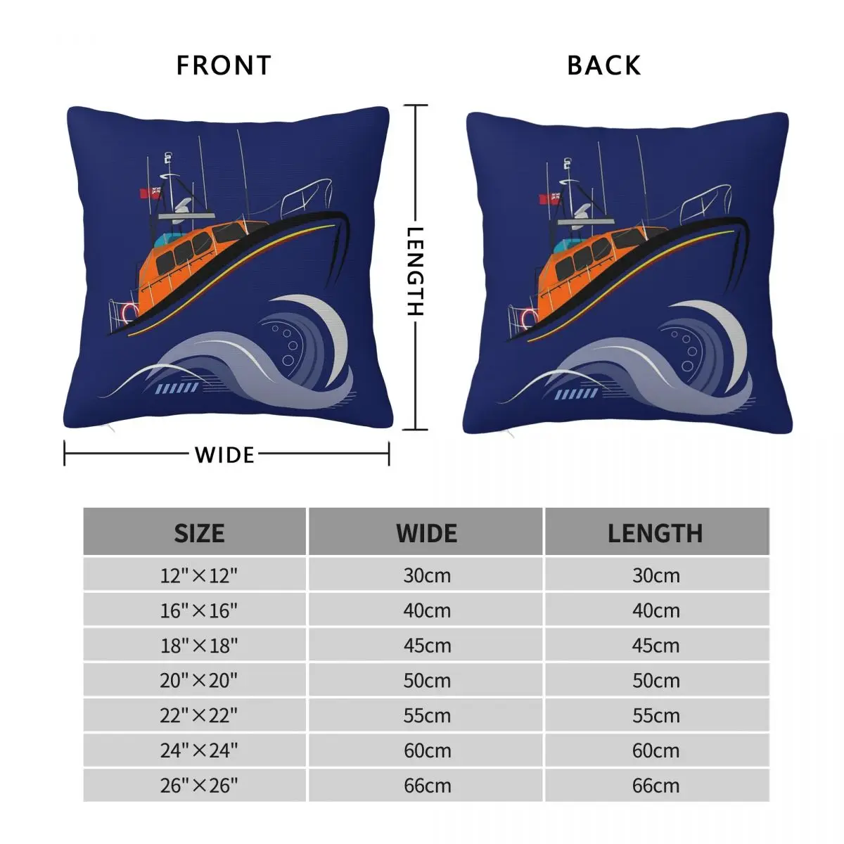 Rnli Lifeboat In Rough Seas Square Pillowcase Polyester Linen Velvet Creative Zip Decor Sofa Seater Cushion Cover
