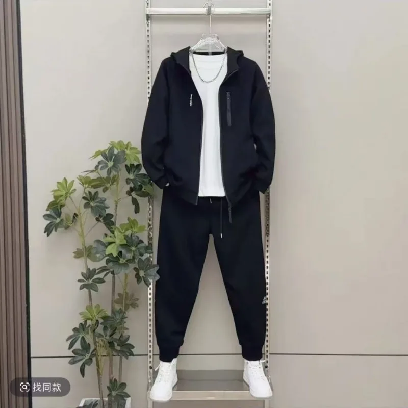

Men's New Zipper Hooded Casual Suit Fashionable and Comfortable Jacket Versatile Sweatpants Trend Suit