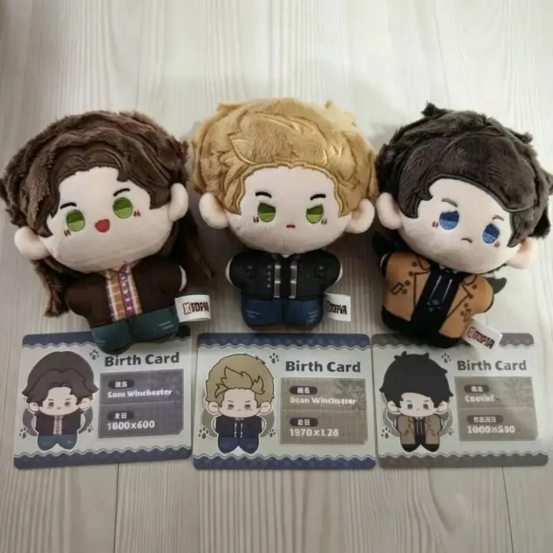 Anime 10cm Supernatural Join The Hunt Plush Pendant Cute Castiel Dean Sam Stuffed Doll Keychain With Birth Card For Fans Gifts view 4