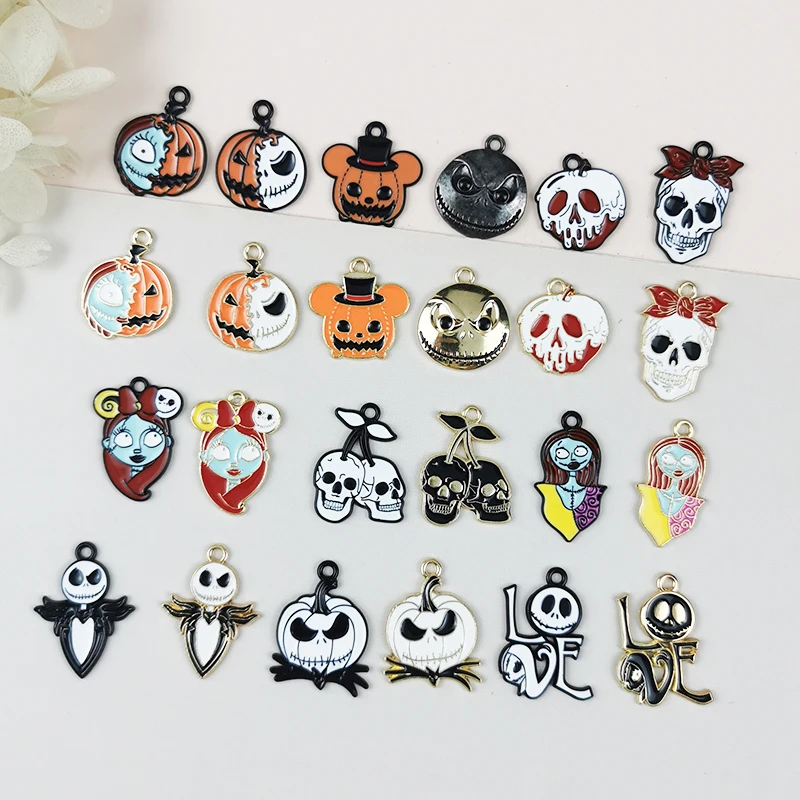 10pcs Enamel Hallowmas Ghost Pumpkin Hat Charm Jewelry Earring Pendant Necklace Bracelet Accessories Diy Craft Gift