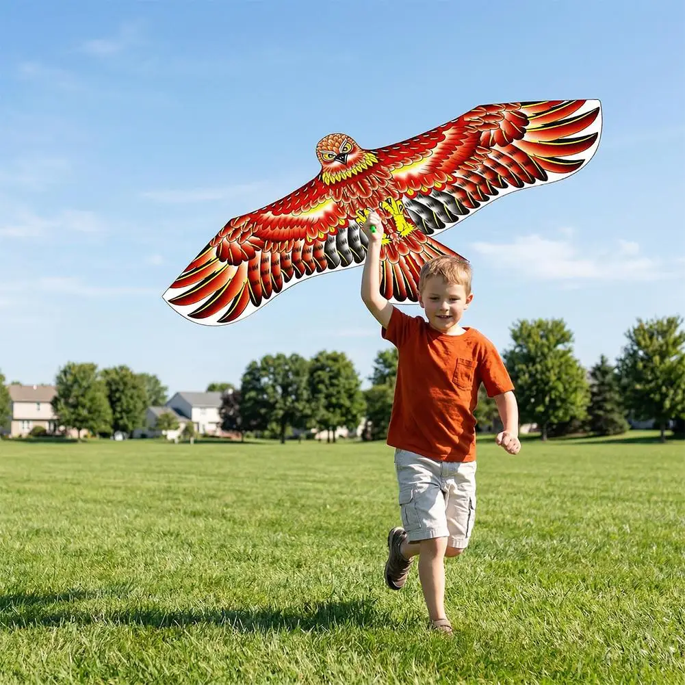 Realistic Eagle Kite with 30m Flying Line Handle Large Simulation Bird Scare Kite for Kids Adults Outdoor Park Entertainment Toy