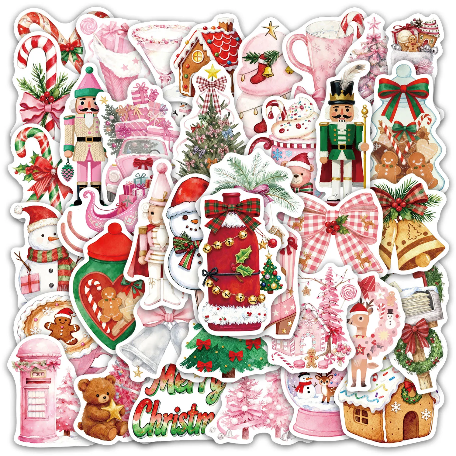 50PCS Rosa Weihnachten Spaß Aufkleber DIY Telefon Fällen Laptop Tassen Computer Spielzeug Aufkleber