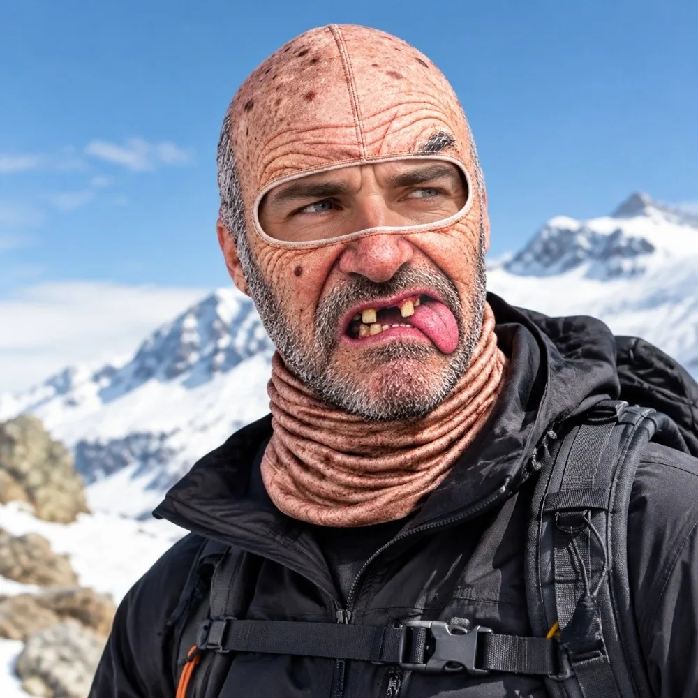 3D Face Printed Old Man Balaclava Face Mask White Mustache Breathable Eye Hole Funny Ski Mask Full Coverage Stretch