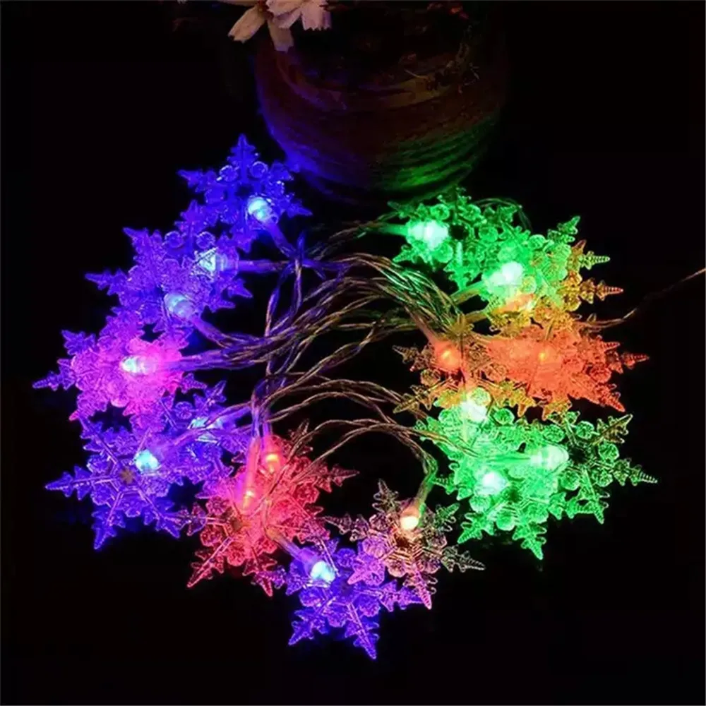 Solar Snowflake Window Curtain Christmas Lights Icicle Fairy String Lights Outdoor Garland Home Party Garden Decoration