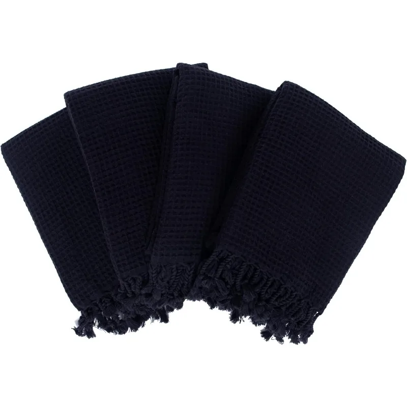 

PÜSKÜL - Waffle Weave Ultra Soft Cotton Turkish Beach Towels 67X33 Inches 4-Pack (Black, 4)