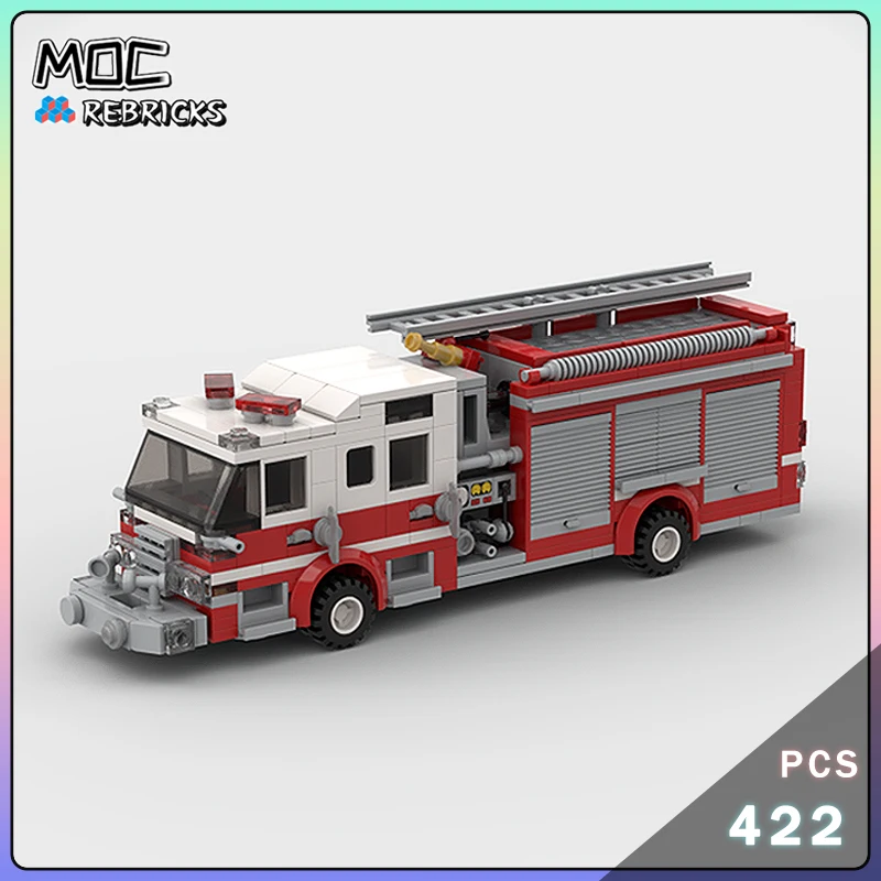 MOC اللبنات فرشاة Oshkosh HEMTT مضخة حريق الإنقاذ فرقة نمط شاحنة لتقوم بها بنفسك نموذج الجمعية الطوب الصبي لعبة هدايا عيد