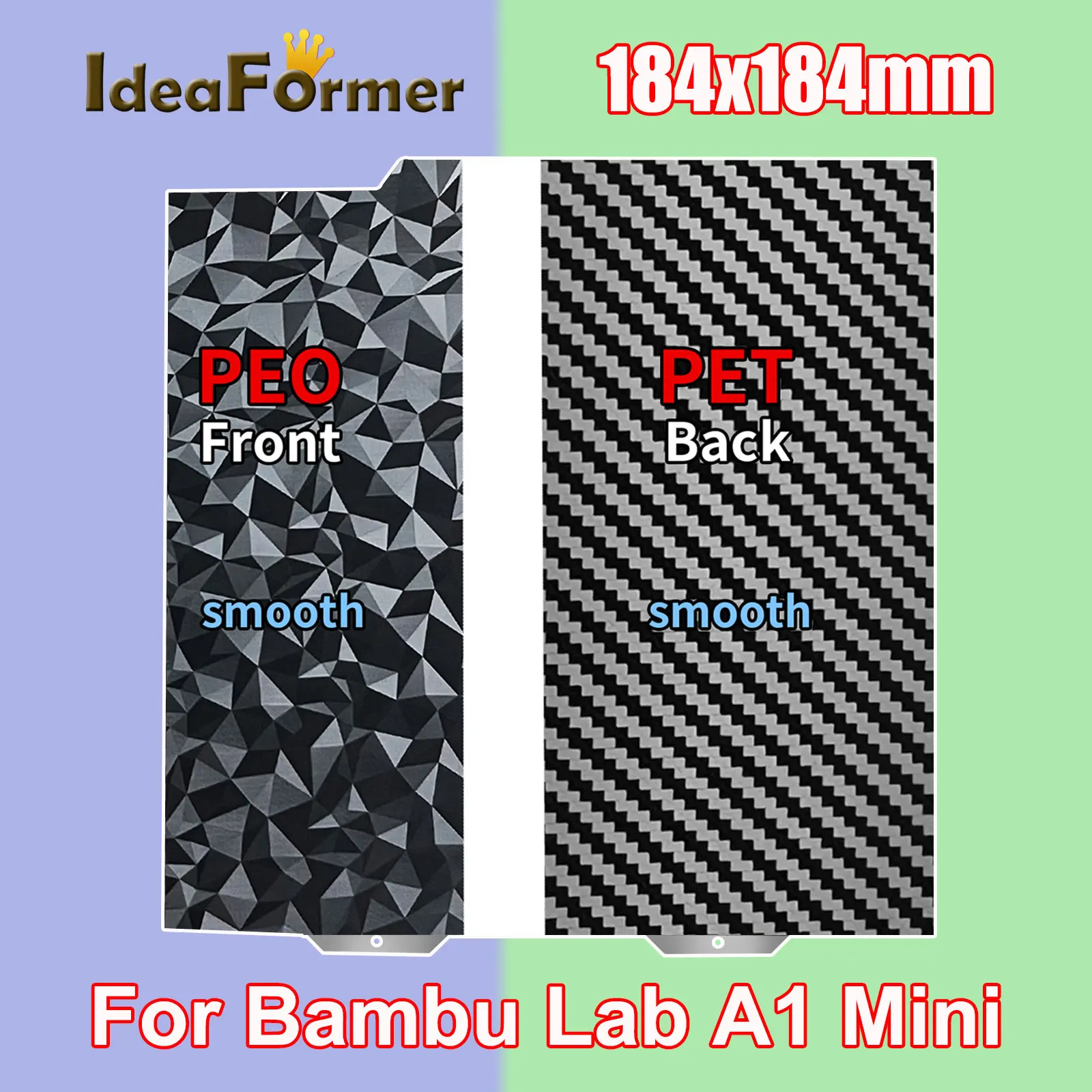 

IdeaFormer 184x184 мм для Bambu Lab A1 Mini, строительная пластина, двухсторонняя печать PEO PET Bed, пружинный стальной лист для Bambulab A1 Mini