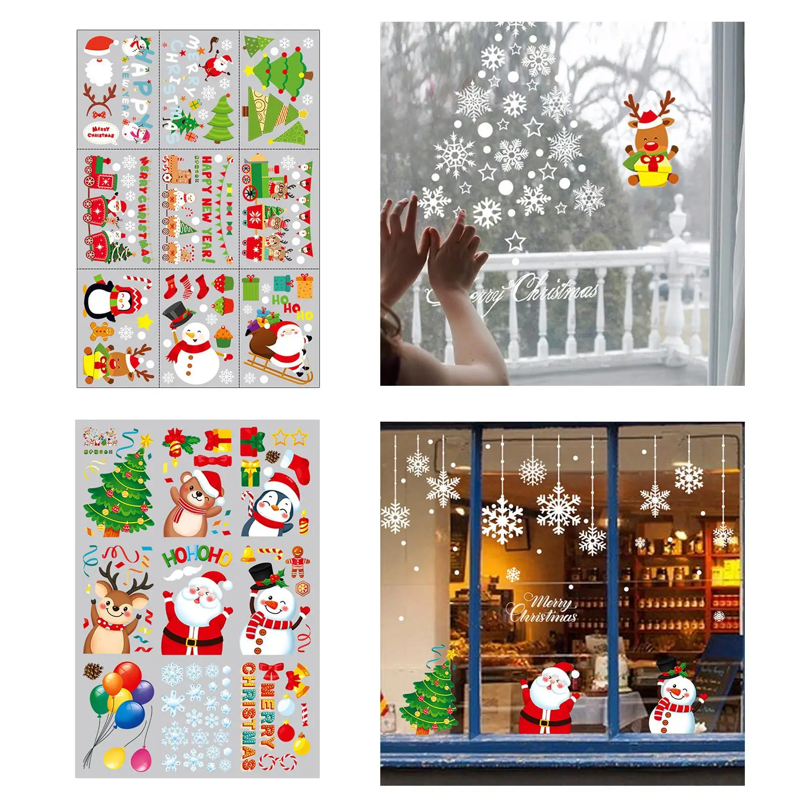 Christmas Window Clings Snowflake Friends Decoration Hangings for Home Party