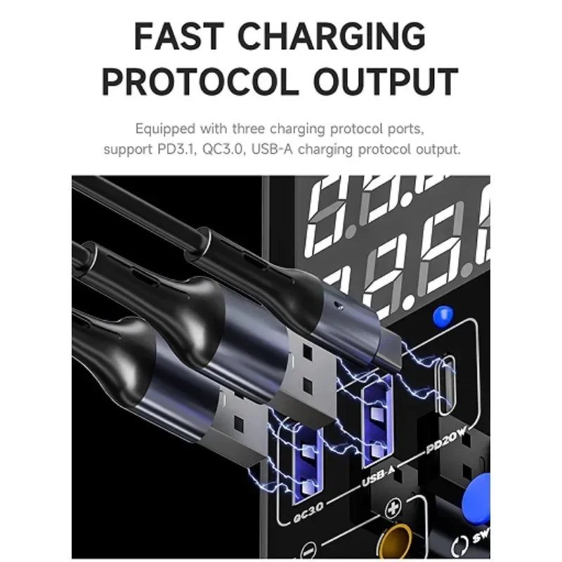 Alimentation mécanique unique DC-2405 DC, contrôle numérique 24V 5A, sortie DC double canal, Protection contre les surcharges, protocole de charge rapide