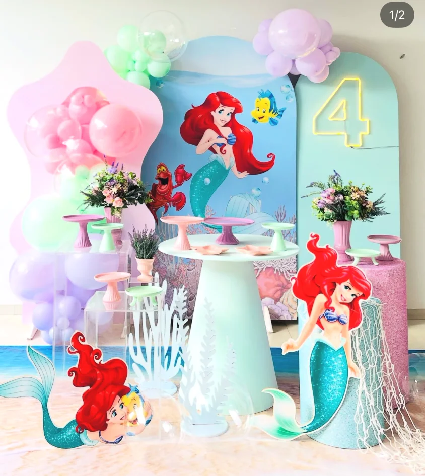 Disney Little Mermaid CutOuts Fish Crab Party Birthday Decor Stand Up Prop Baby Shower KT Foam Board Backdrop