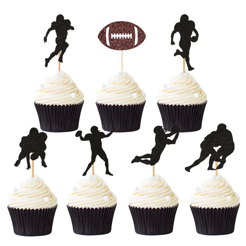 7Pcs Rugby Cupcake Top and Fun and Festival Decoration for Olive Fans at Sports Parties