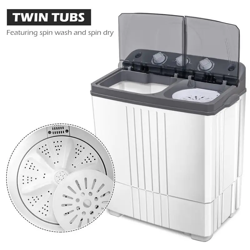 

20 lbs Portable Semi-Automatic Twin-tub Washing Machine