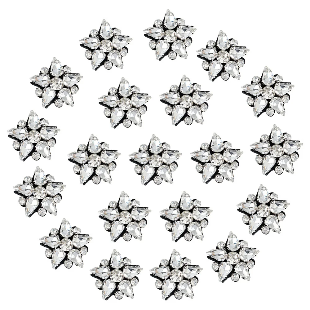 20Pcs Star Beaded Patches Glass Rhinestone Appliques Star Iron on Patches for Wedding Gown Collar Hat Jeans Craft Decoration