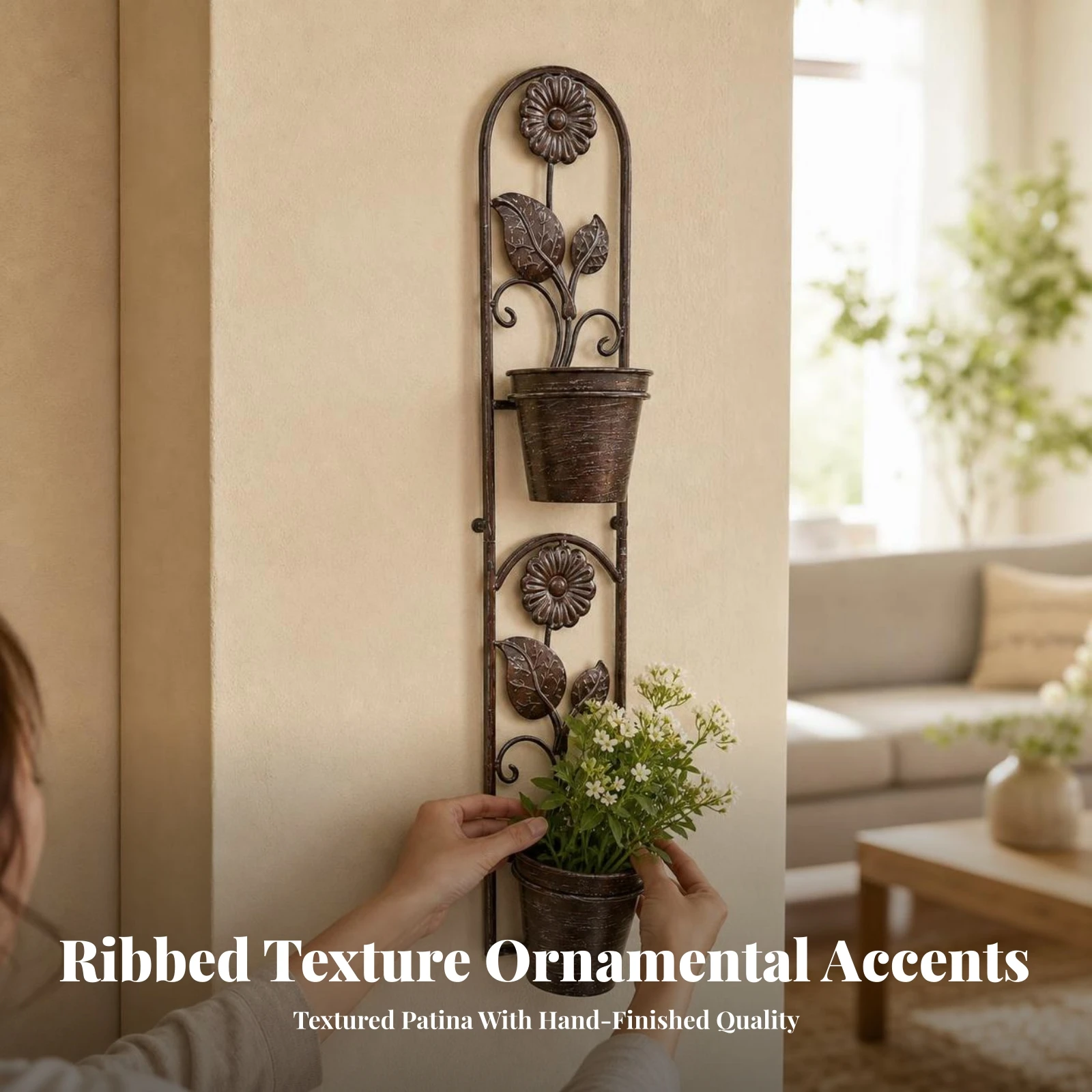 Wall Planter Rack with Pots Indoor Wall Plant Rack Sturdy Versatile for Gardeners, Balcony, Patio