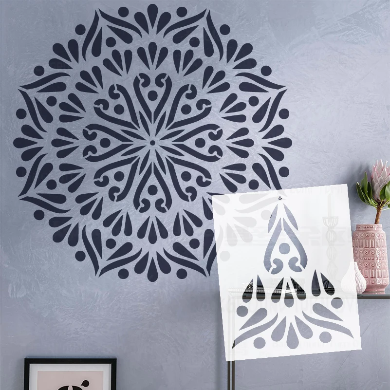 

70-110 см трафарет Мандала очень большой для рисования большие круглые настенные декор цветок кирпич S076