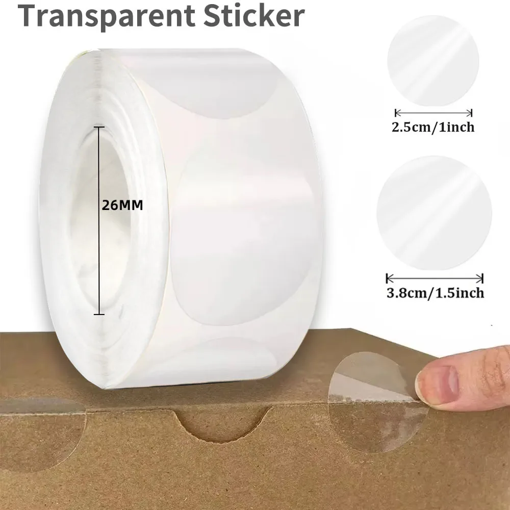

Clear Transparent Round Stickers 1" /1.5" 300-1000 Stickers Self-Adhesive Envelope Seal Tab Sealer Waterproof Packaging Label