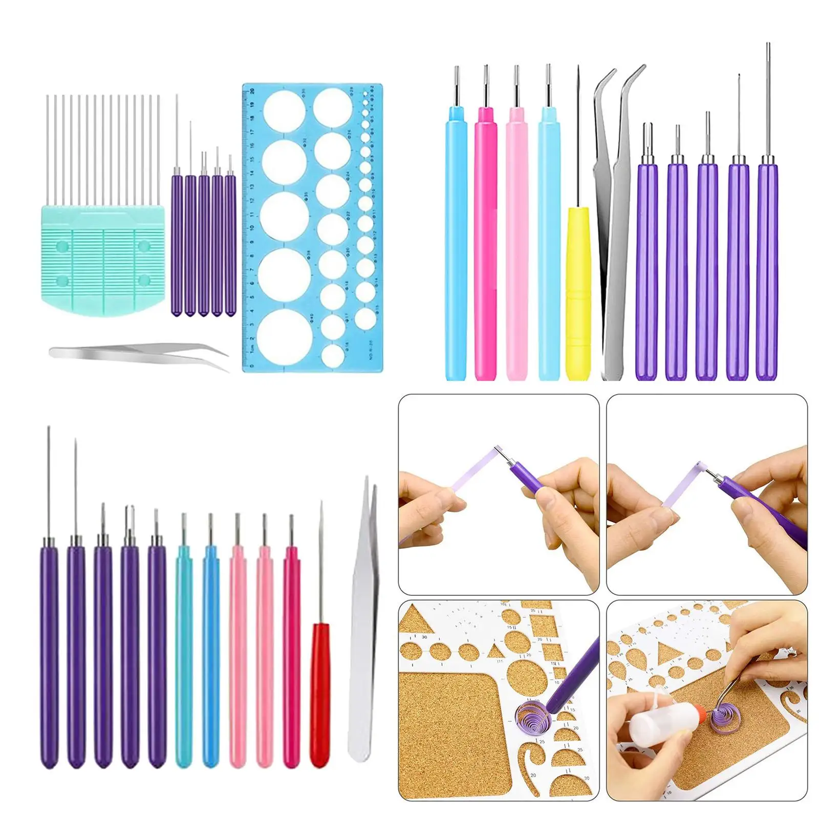 Paper Quilling Tools Kit Ergonomic Slotted Pens with Awl Tweezer for Crafting Accessories and Material Offers Beginner Crafts