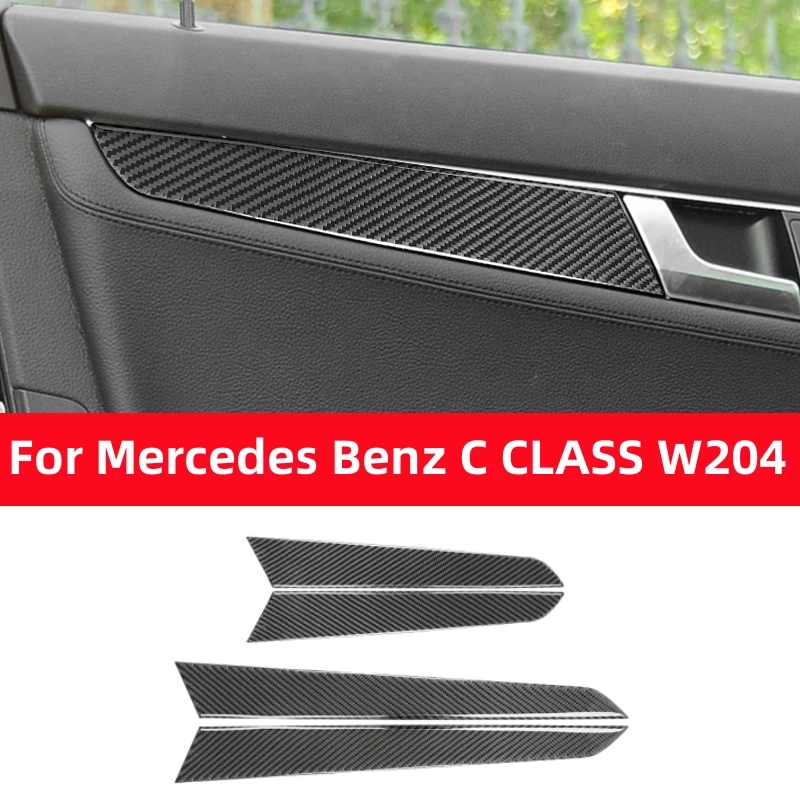 For Mercedes Benz C Class W204 2007-2013 Car Door Panel Cover Trim Stickers Decal Carbon Fiber Modified Car Interior Accessories