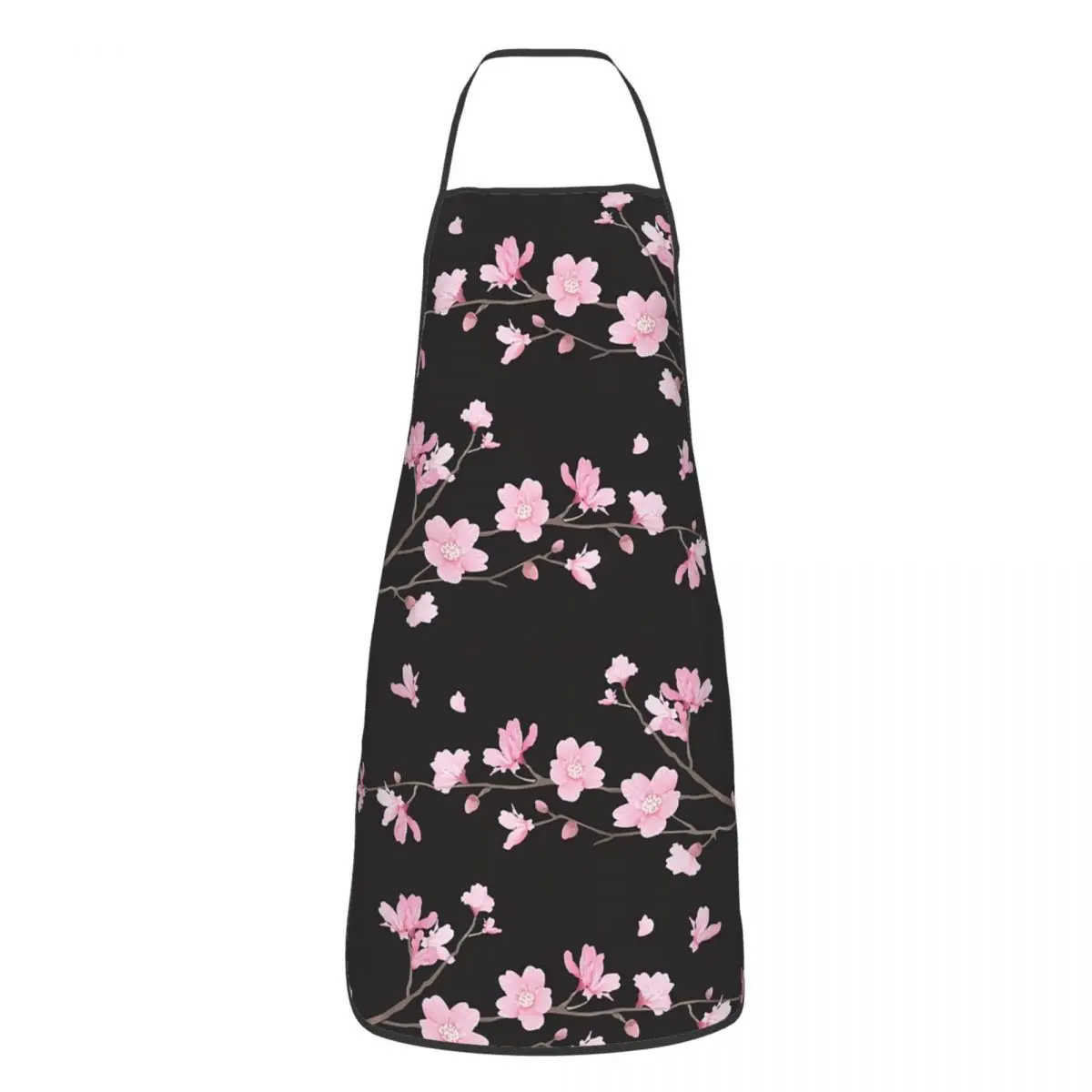 Cherry Blossom Flower Plant - Black Apron Chef Cooking Baking Tablier Sleeveless Bib Kitchen Cleaning Pinafore for Women Men