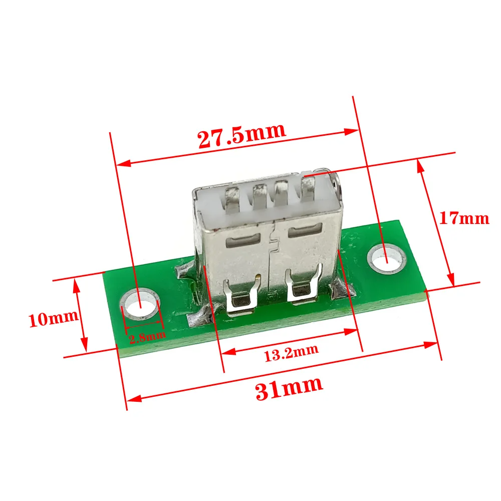 USB 2.0A 4Pin Panel mounting Charging interface 4Pin female seats to XH2.54 Panel adapter board 4Pin male with wire